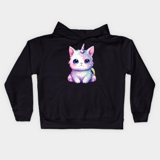 Whimsical Cat Unicorn Tee: Dreamy Pastel Colors, Cartoon Kawaii Anime Print Kids Hoodie